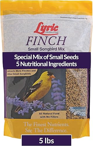 Miniatura 1 de Lyric Finch - Semilla de pájaro salvaje, pequeño comedero para pájaro cantor, bolsa de 5 libras
