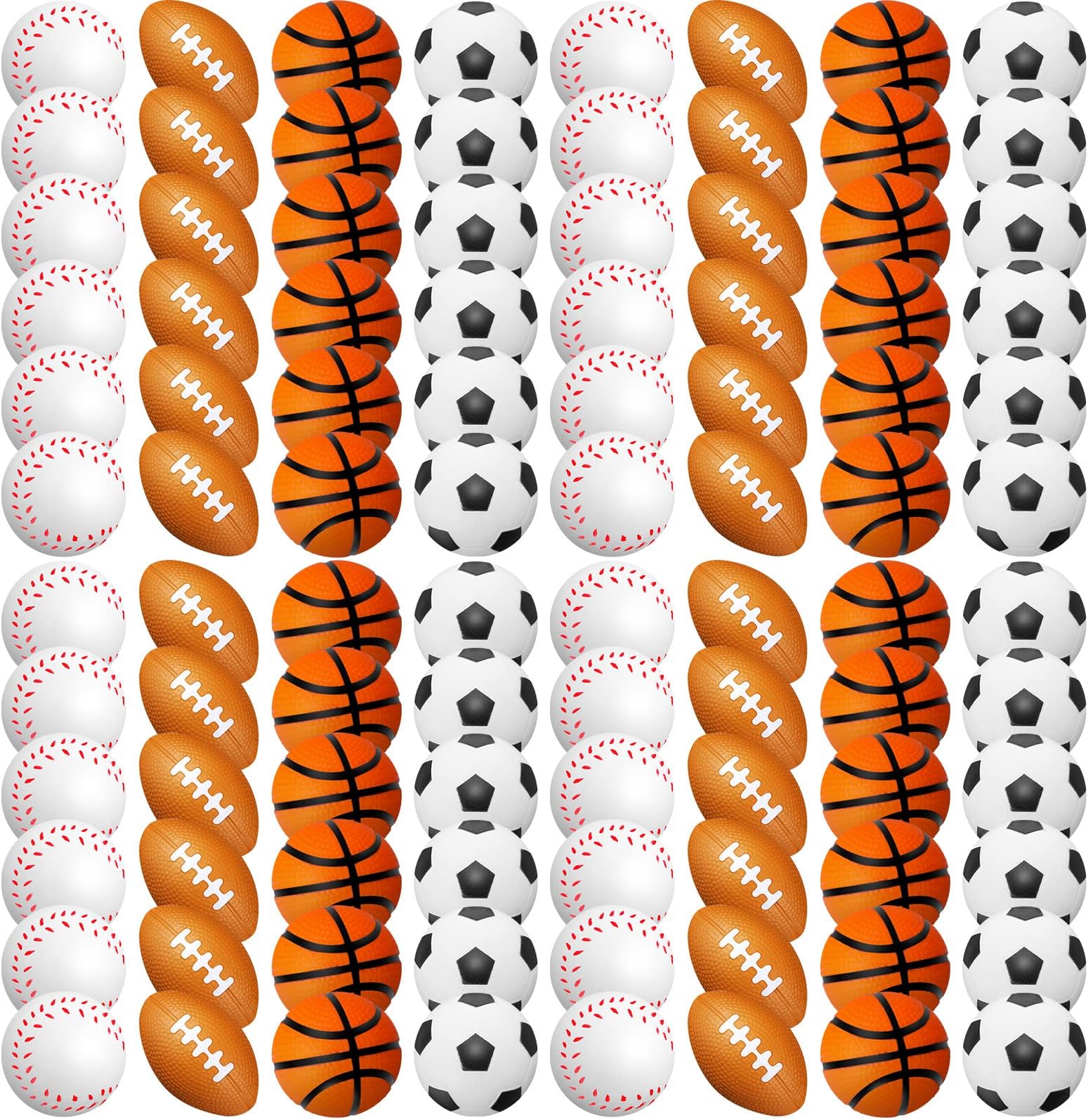 120 Pieces Sports Stress Balls Mini Foam Soccer Ball, Basketball, Football, Baseball Stress Toys for Anxiety Relief Sports Themed Birthday Party Supplies Game Stocking Stuffers