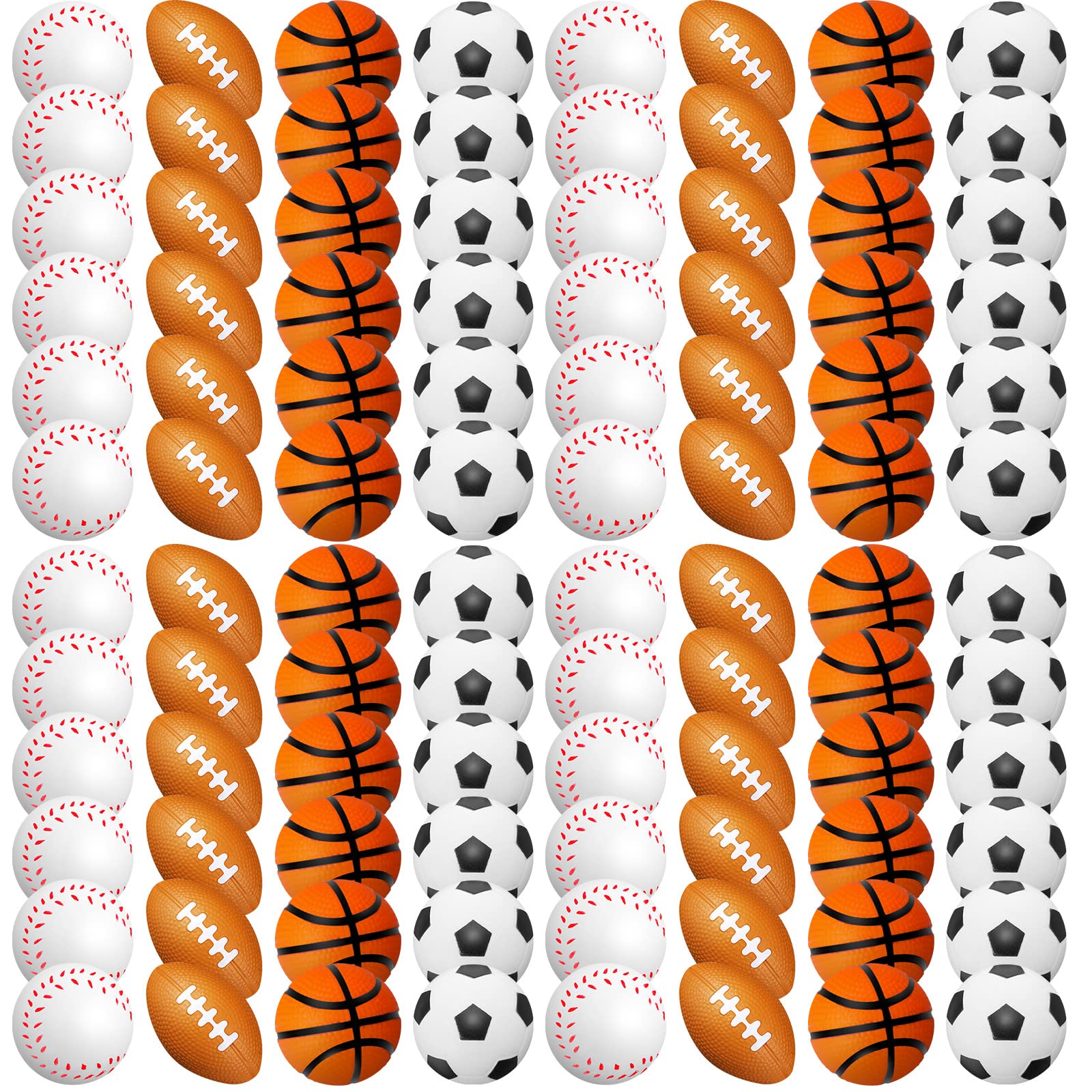 120 Pieces Sports Stress Balls Mini Foam Soccer Ball, Basketball, Football, Baseball Stress Toys for Anxiety Relief Sports Themed Birthday Party Supplies Game Stocking Stuffers