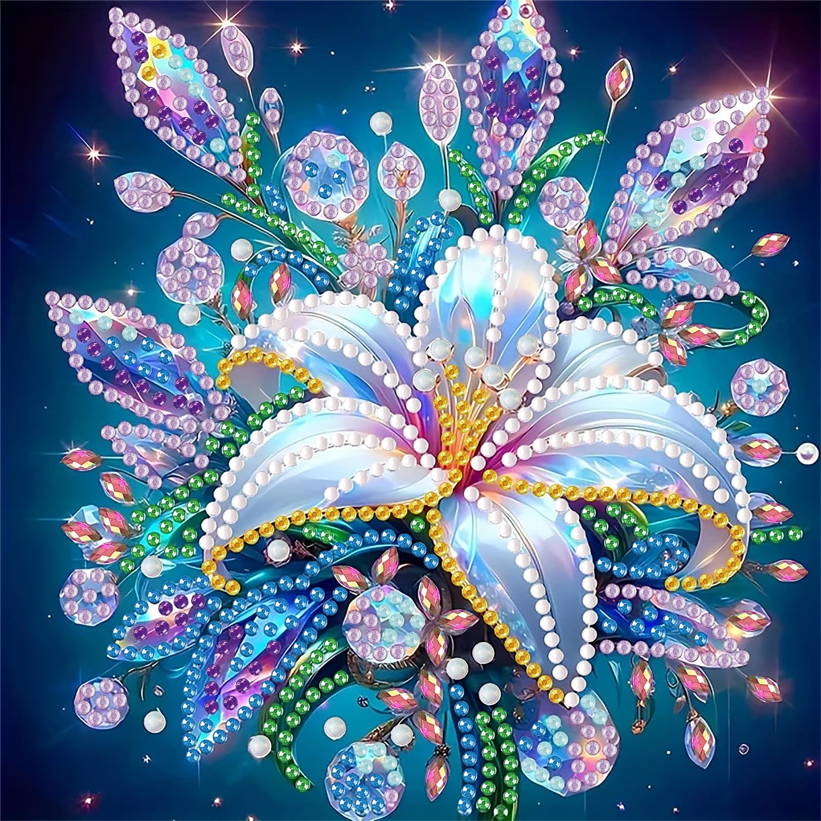 AREOPNMG 5D Diamond Painting Kits for Adults Beginners, Flowers Special Shape Diamond Art Kits,DIY Diamond Dot Gem Art Kits, Home Wall Decor 12x12Inch