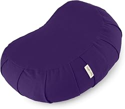 Basaho Crescent Zafu Meditation Cushion | Organic Cotton | Buckwheat Shells | Removable and Washable Cover