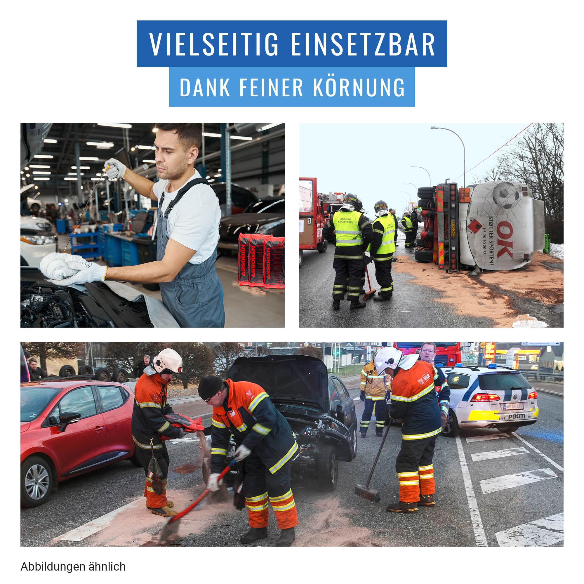 DENSORB Universalbindemittel Absodan Plus, ölbindemittel, Granulat für die Aufnahme aller Arten von Flüssigkeiten, Ölbinder Typ III R, 20 kg