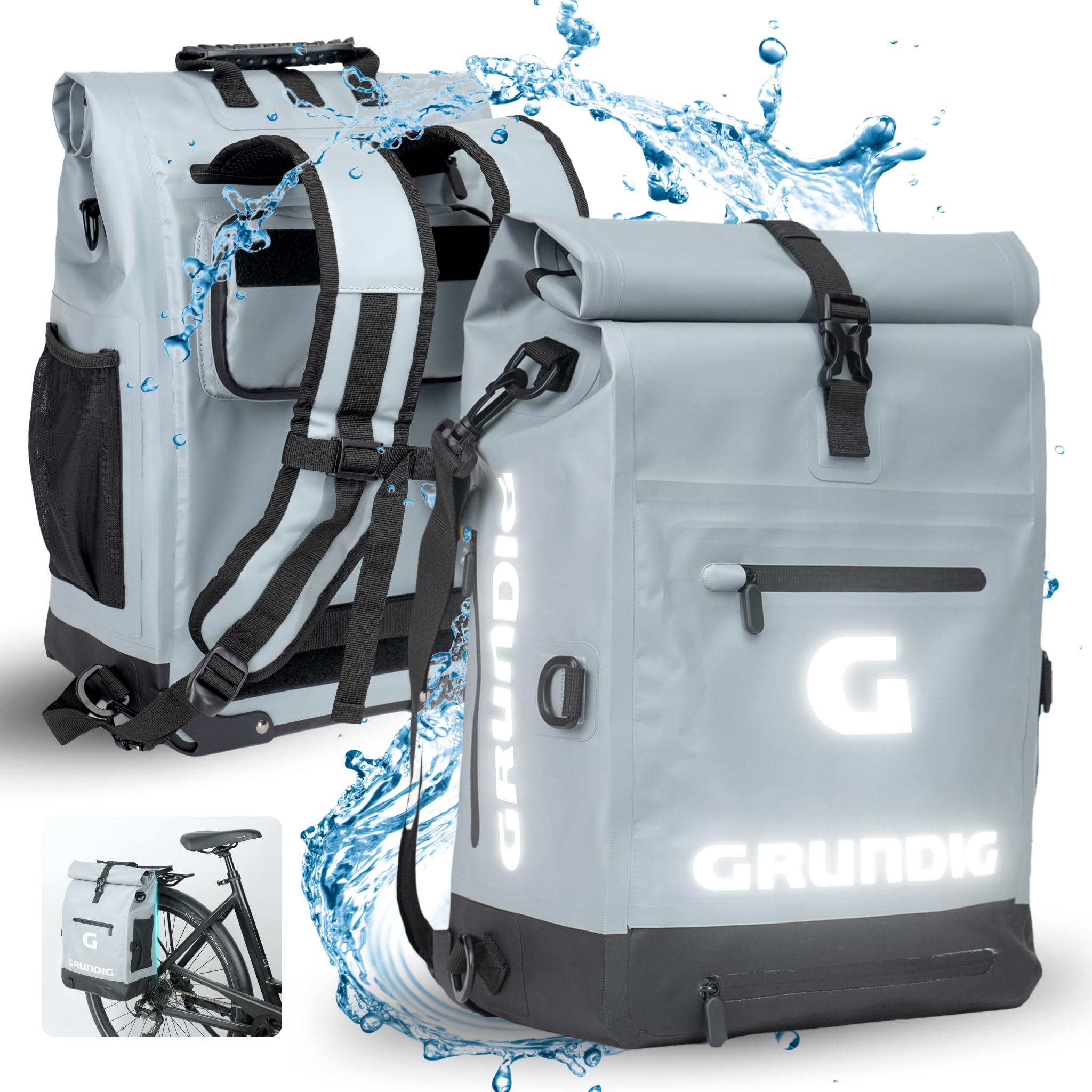 fahrradtasche umhängetasche kombi GRUNDIG 3in1 für Gepäckträger, Rucksack & Umhängetasche, 20-29L, Multifunktional & Wasserdicht & Reflektierend, mit 17.3'' Laptopfach, Fahrradtasche für Touren, Uni, Arbeit Sport & Freizeit E-Bike-Boom: Fahrradhändler aus dem Category:Kinder Jugend Fahrräder_Aluhebel  Aluminium Cable:Lighnting (20cm)