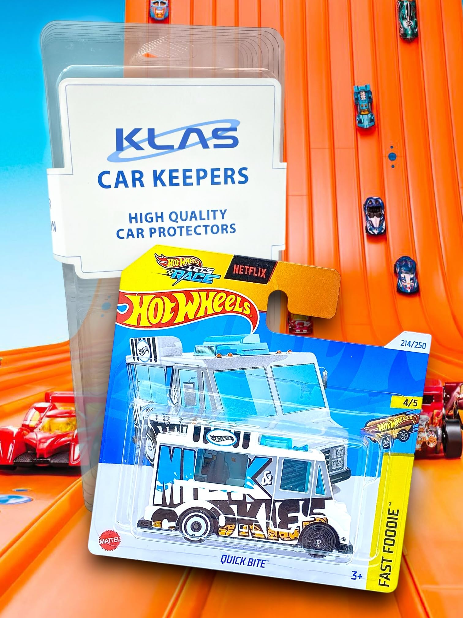 Hot Wheels Quick Bite (White & Black) 4/5 Fast Foodie - 2024-214/250 (Short Card) - includes a KLAS Car Keeper Protector Case - HTB48 - Image 2