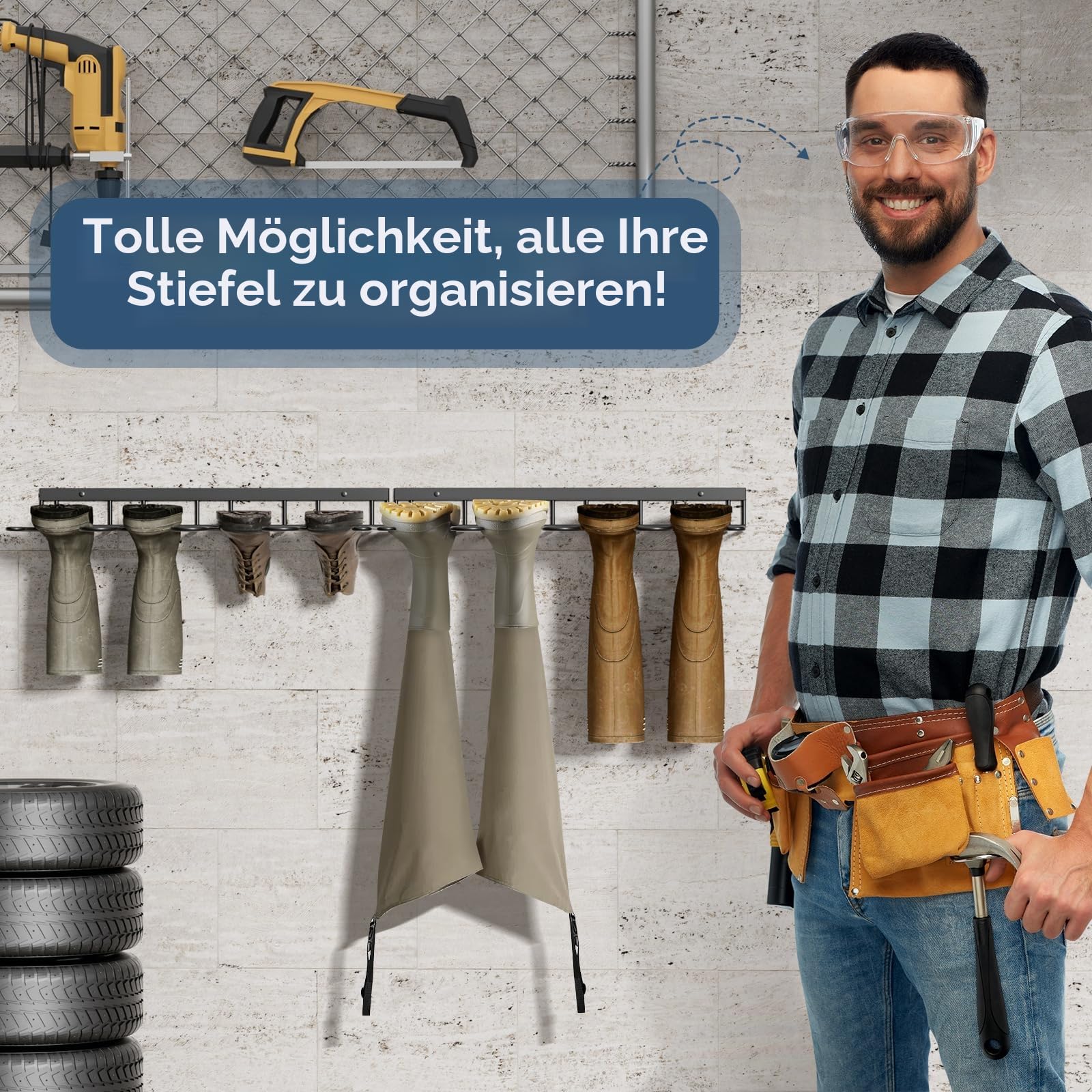 zacurter schuhregal wand, schuhregal metal schwarz outdoor, shoe organize rack für 4 Paar, schuhständer für Stiefel,Gummistiefel,Arbeitsstiefel am Eingangsbereich,Flur,Terrasse