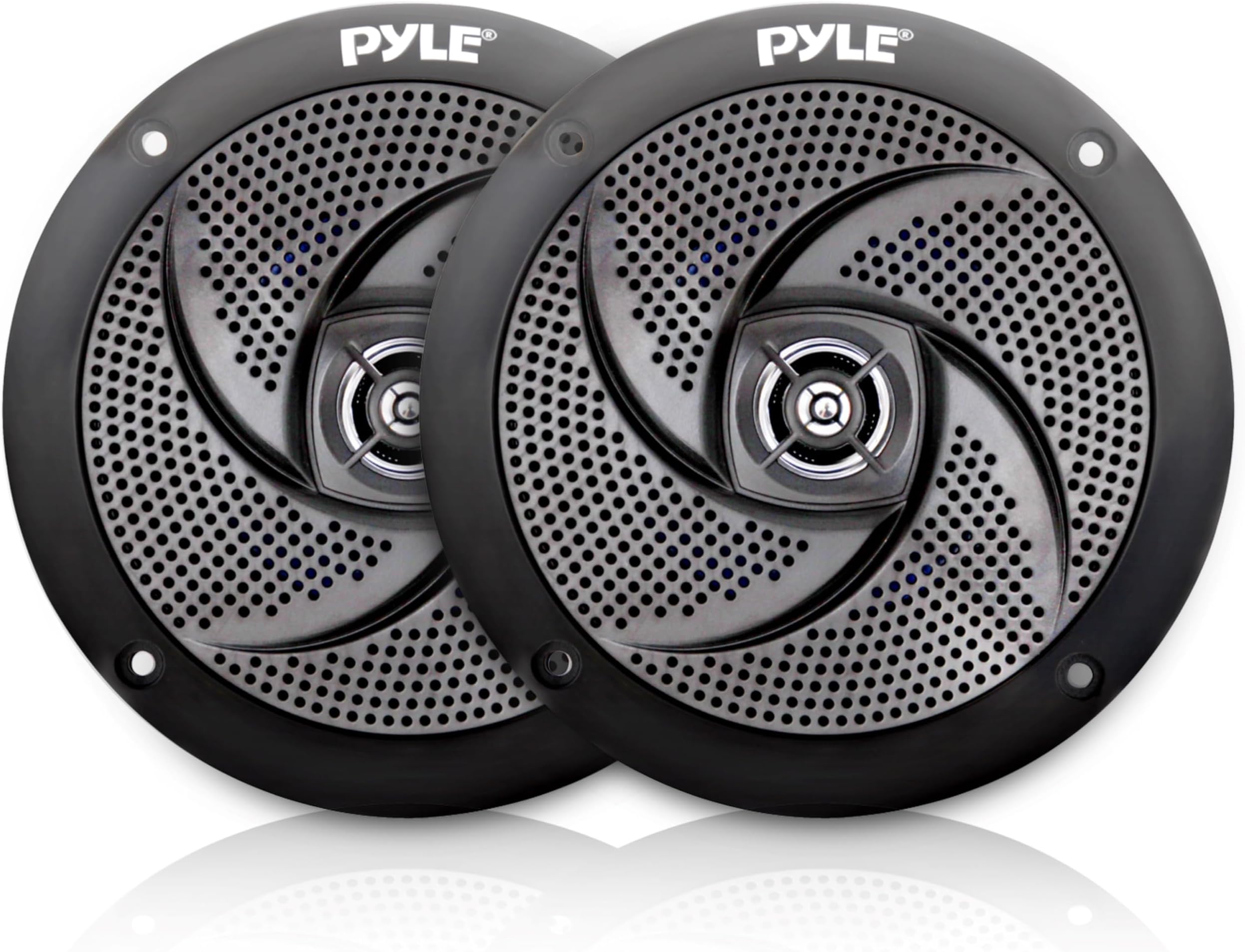 Low-Profile Waterproof Marine Speakers - 240W 6.5 Inch 2 Way 1 Pair Slim Style Waterproof and Weather Resistant Outdoor Audio Stereo Sound System, for Boat, Off-Road Vehicles - Pyle (Black)
