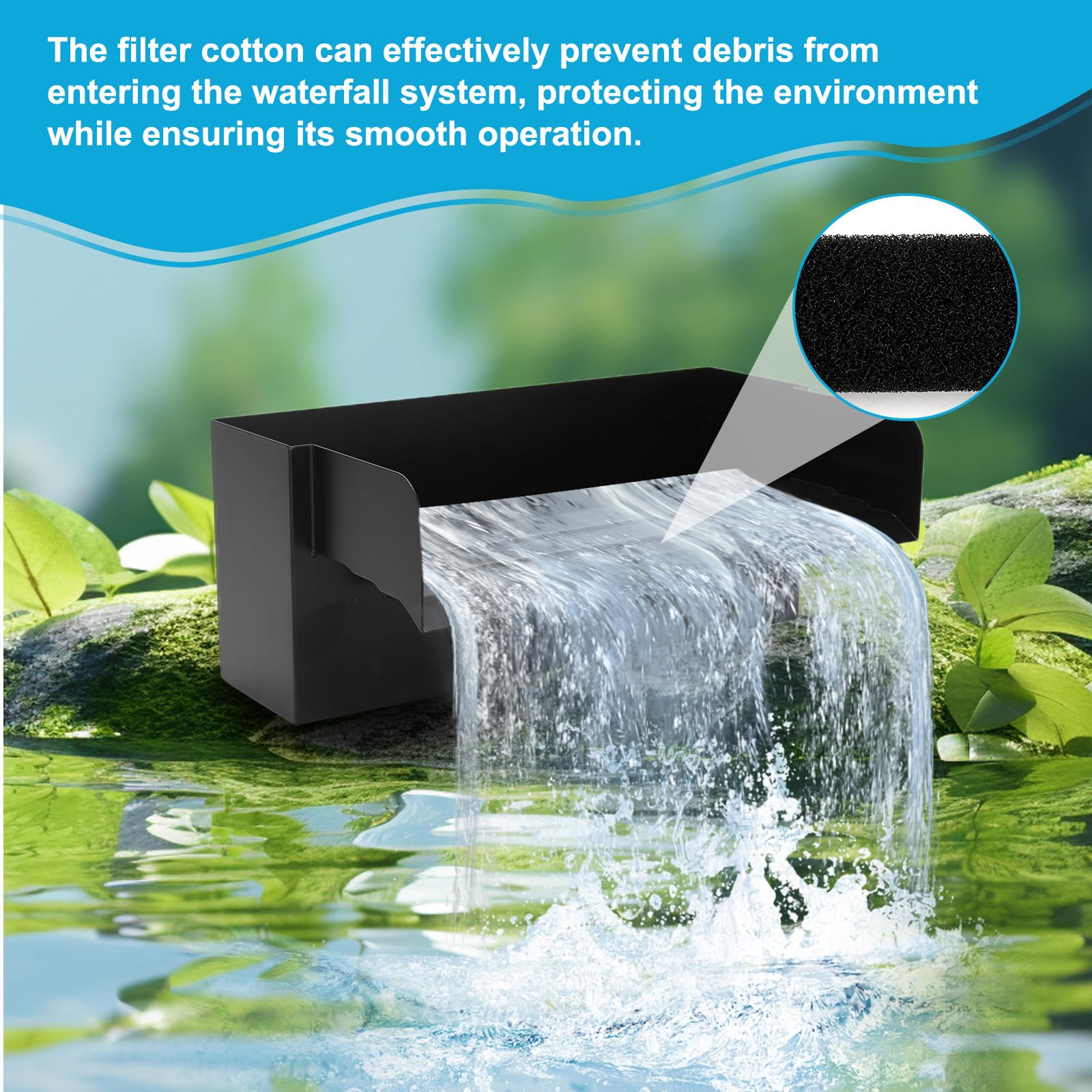 Cascade Bassin Exterieur 30CM Acier Inoxydable Pompe 45W 3000 L/H Kit Jardin
