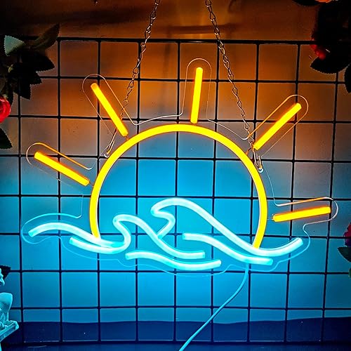 Letreros de neón de amanecer para decoración de pared, funciona con USB, luces decorativas para el hogar, dormitorio, oficina, bar, pub, club,