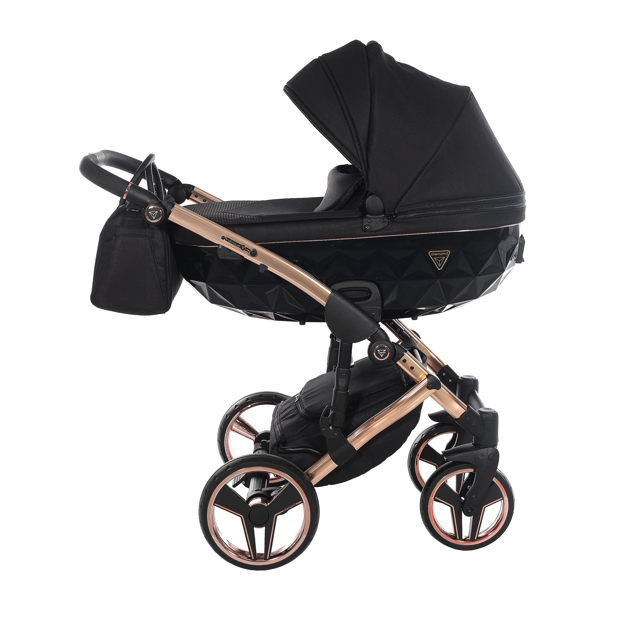 Junama Passeggino TRIO Diamond S 03 Nero e Rame - 2in1 3in1 4in1 + ombrellino (3 in 1 con Seggiolino Auto)