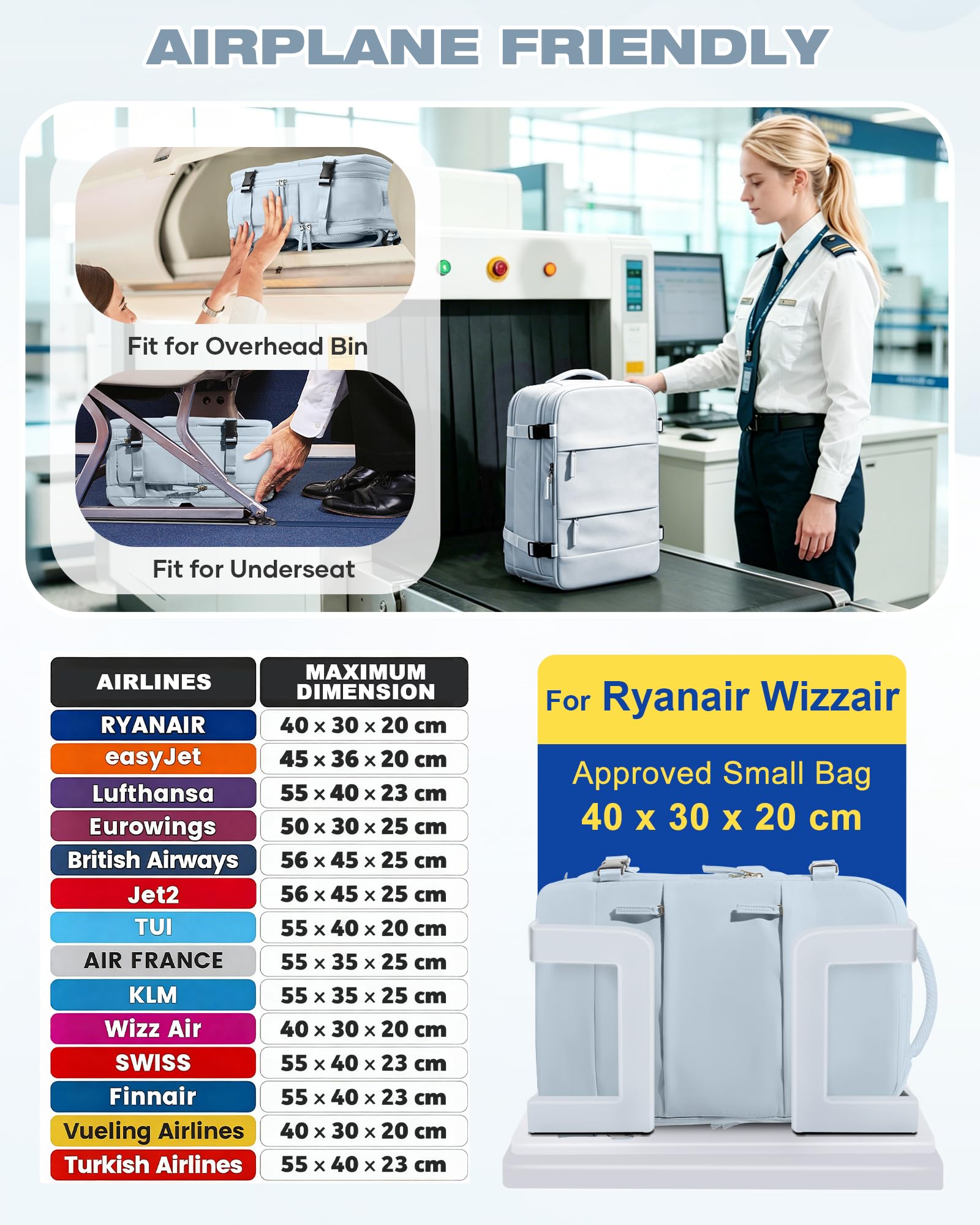 SZLX Plecak Próżniowy Z Pompką Bagaż Podręczny Dla Kobiet, Plecak Z Poduszką i Systemem Próżniowym Do Podróży, Plecak Podróżny Ryanair W Rozmiarze Kabinowym Wodoodporna Walizka Próżniowa Dla Mężczyzn