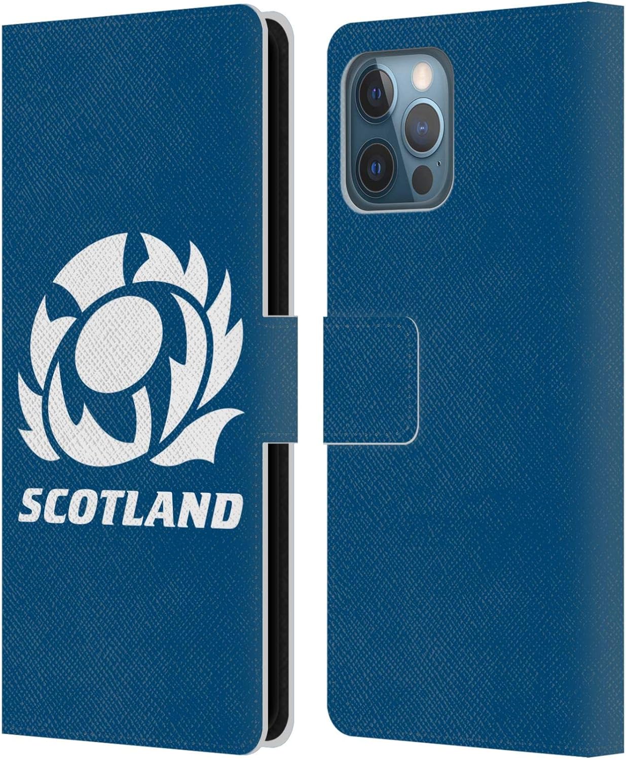 Head Case Designs Officially Licensed Scotland Rugby Tartans Logo 2 Leather Wallet Case Compatible with Apple iPhone 12 Pro Max