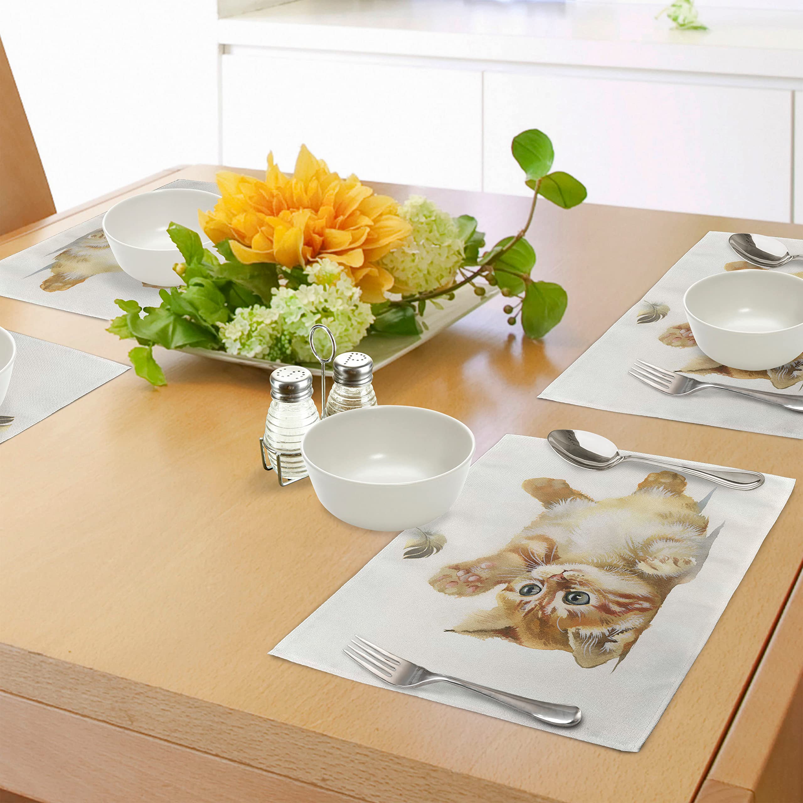 Lvjkes 4 Sets De Table Porcelaine Bleu Et Blanc, 30 X 45 Cm Set De Table Lavable, Imprimés Cousus à La Main, Antidérapants Sets De Table En Lin, Adaptés à La Cuisine