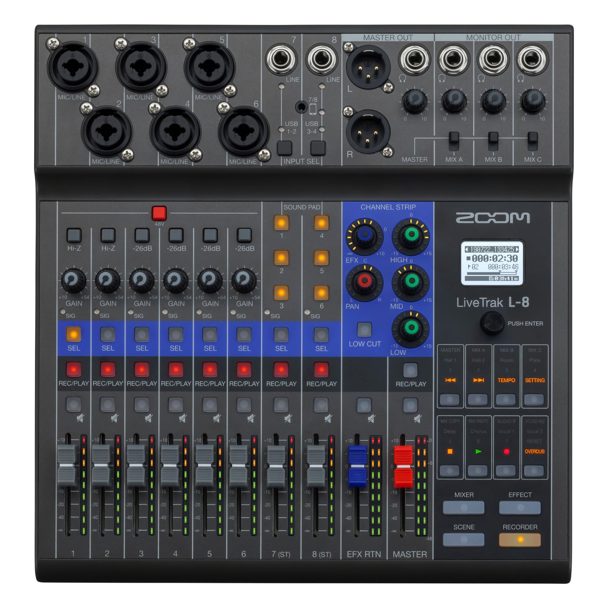 Amazon | ZOOM(ズーム) L-8 デジタルミキサー MTR 8ch入力 | 8入力, 12