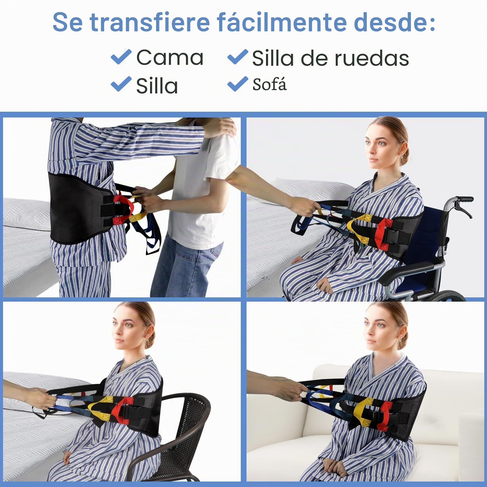 Correa de transferencia, cinturón de transferencia para ancianos, cinturones de marcha para personas mayores, cinturón de elevación de pacientes resistente, ayuda de elevación de movilidad, cinturón