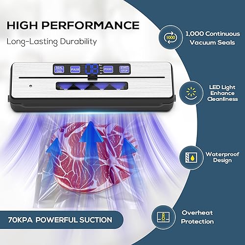 Miniatura 2 de Máquina selladora al vacío, kit de sellador automático de alimentos 9 en 1 con doble sellado térmico para alimentos húmedossecos, diseño compacto de