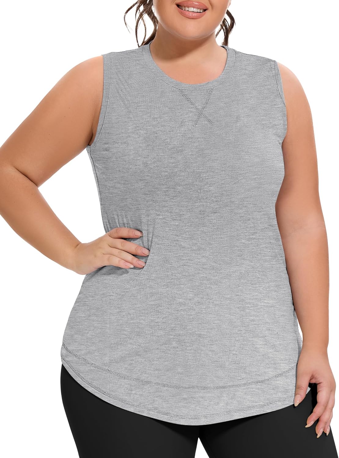 COOTRY Plus Size Workout Tank Tops for Women Sleeveless Yoga Athletic Gym Running Shirts