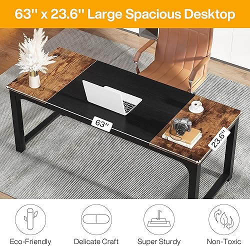 Miniatura 149 de Tribesigns - Escritorio para computadora, escritorio de oficina grande de 63 pulgadas, mesa de estudio, estación de trabajo para oficina en casa,