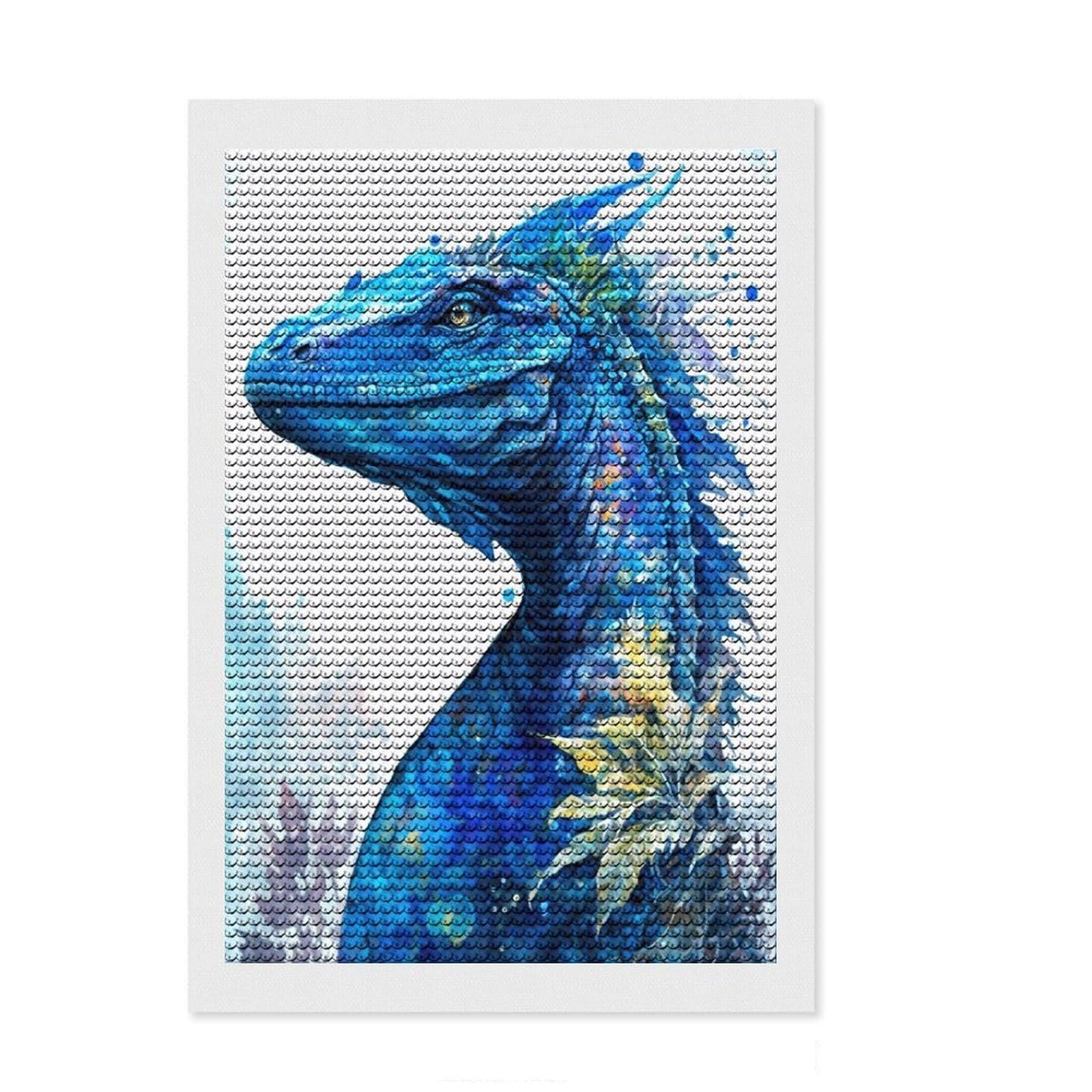 Junmoney Dragon Diamond Style Art Kit 8"x12", Christmas Gift, for Family Craft Time, Vintage Style Decor, Creative Gift Idea