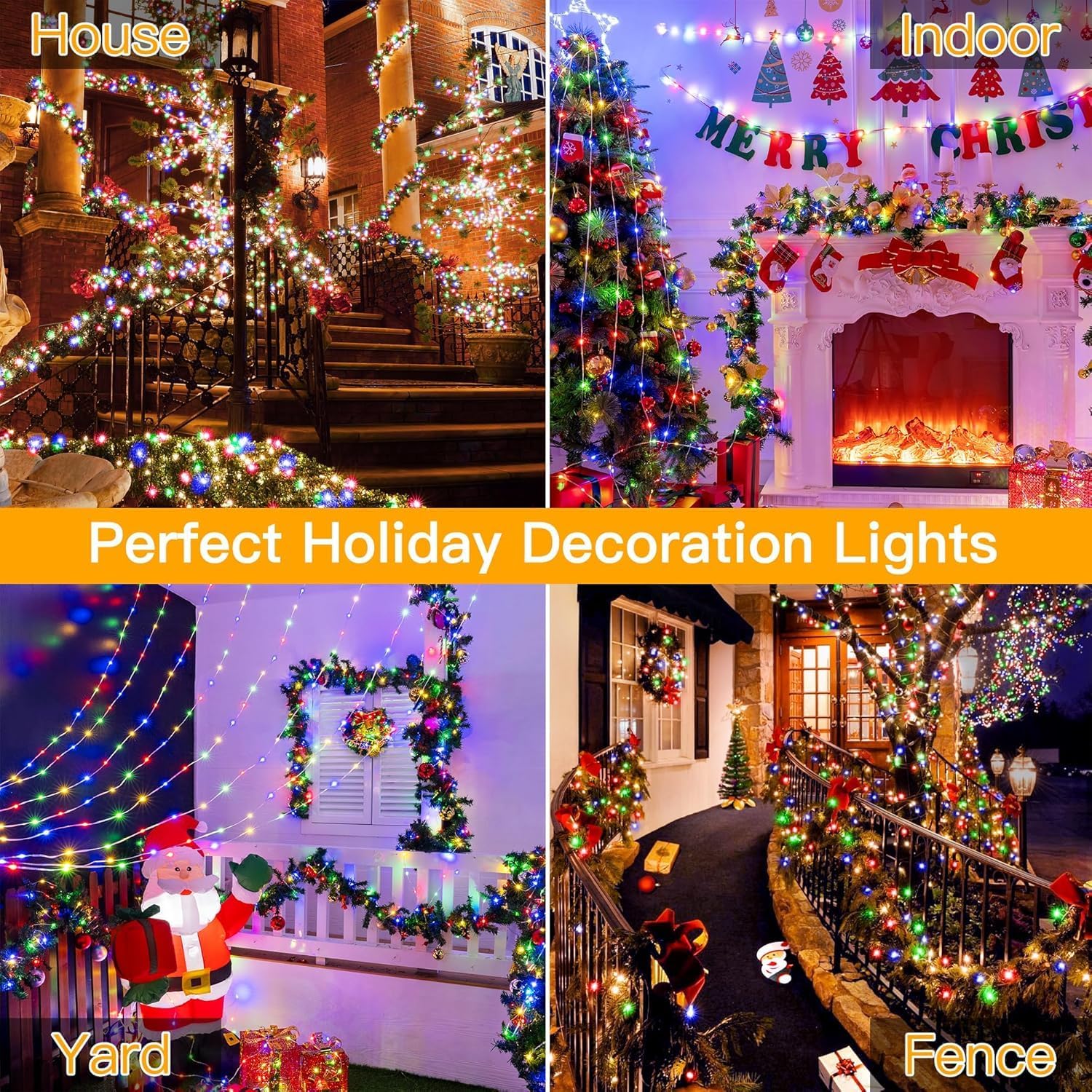 Ollny Outdoor Christmas Lights 1000LED 328FT, Multicolor Fairy Lights IP67 Waterproof, Plug in String Light with Remote 8 Modes Timer, Xmas Light for Outside Indoor House Tree Decorations