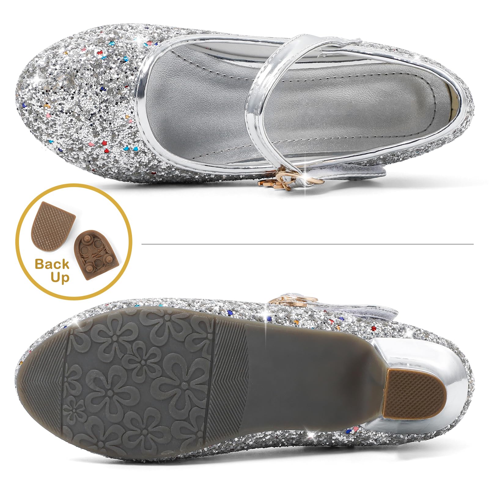 5-10 Año Zapatos Princesa Niñas Brillante de Vestir Bailarinas de Tacones para Fiestas Cumpleaños y Cosplay