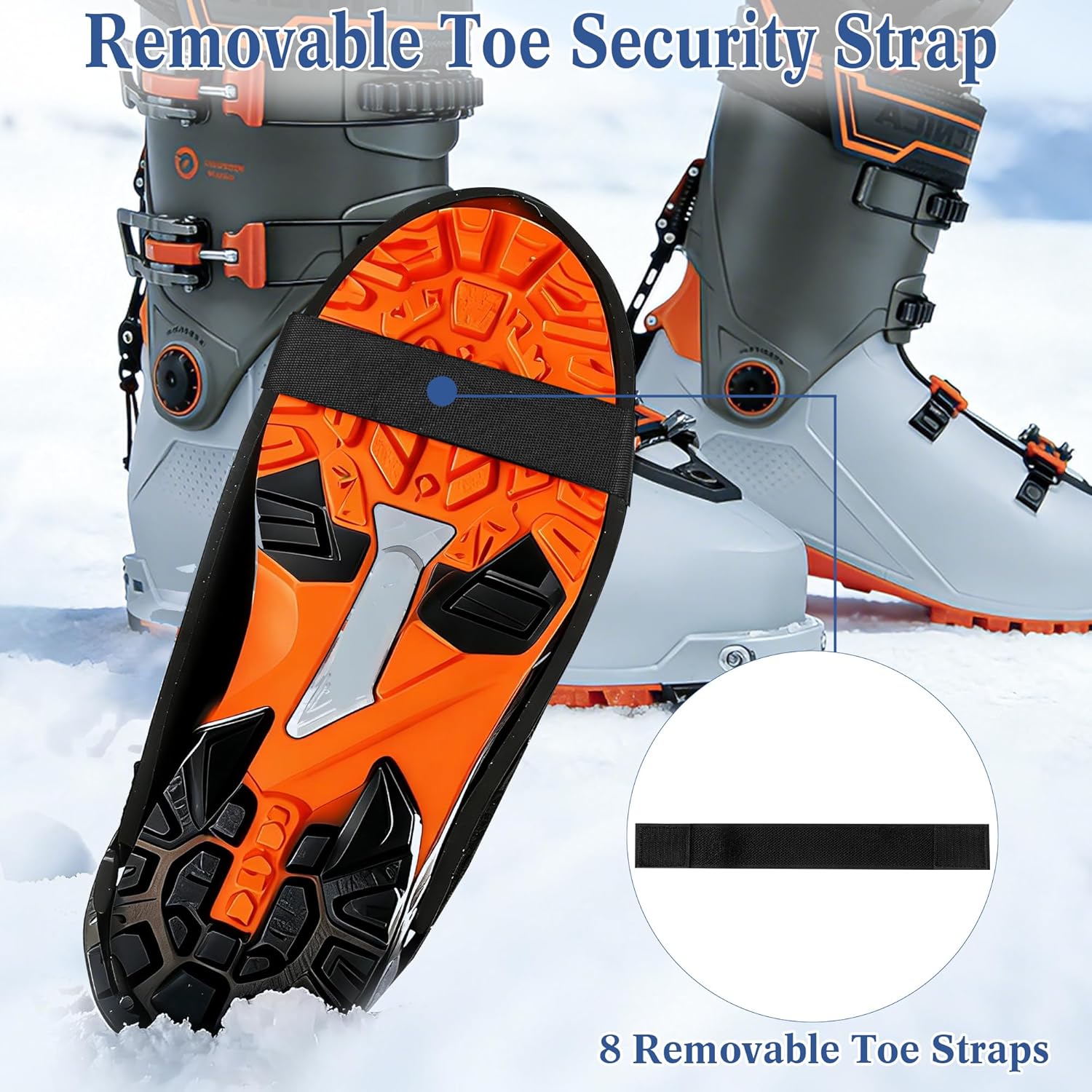 Ski Boot Covers, 2 Pairs Neoprene Ski Boot Gloves Keep Your Feet Dry and Warm, Waterproof Skiing Shoe Protector with Removable Toe Straps for Winter Sports Accessory, Skiers Gift