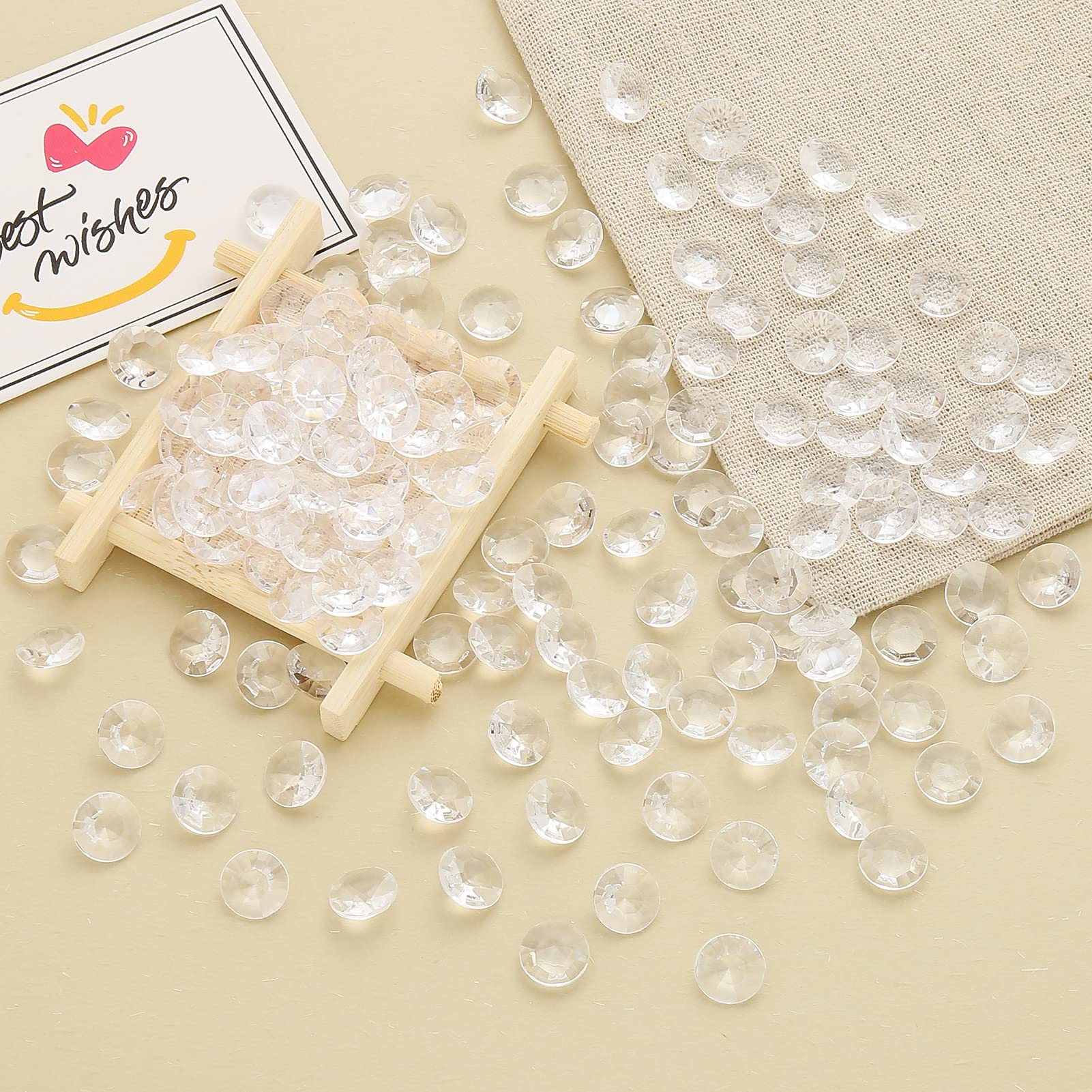 HERZWILD Decorative Diamond Crystals Approx. 700 Pieces Colourless Sparkling Diamond Crystals Confetti Decorative Stones Crystals Diamonds (12 mm) - Image 2