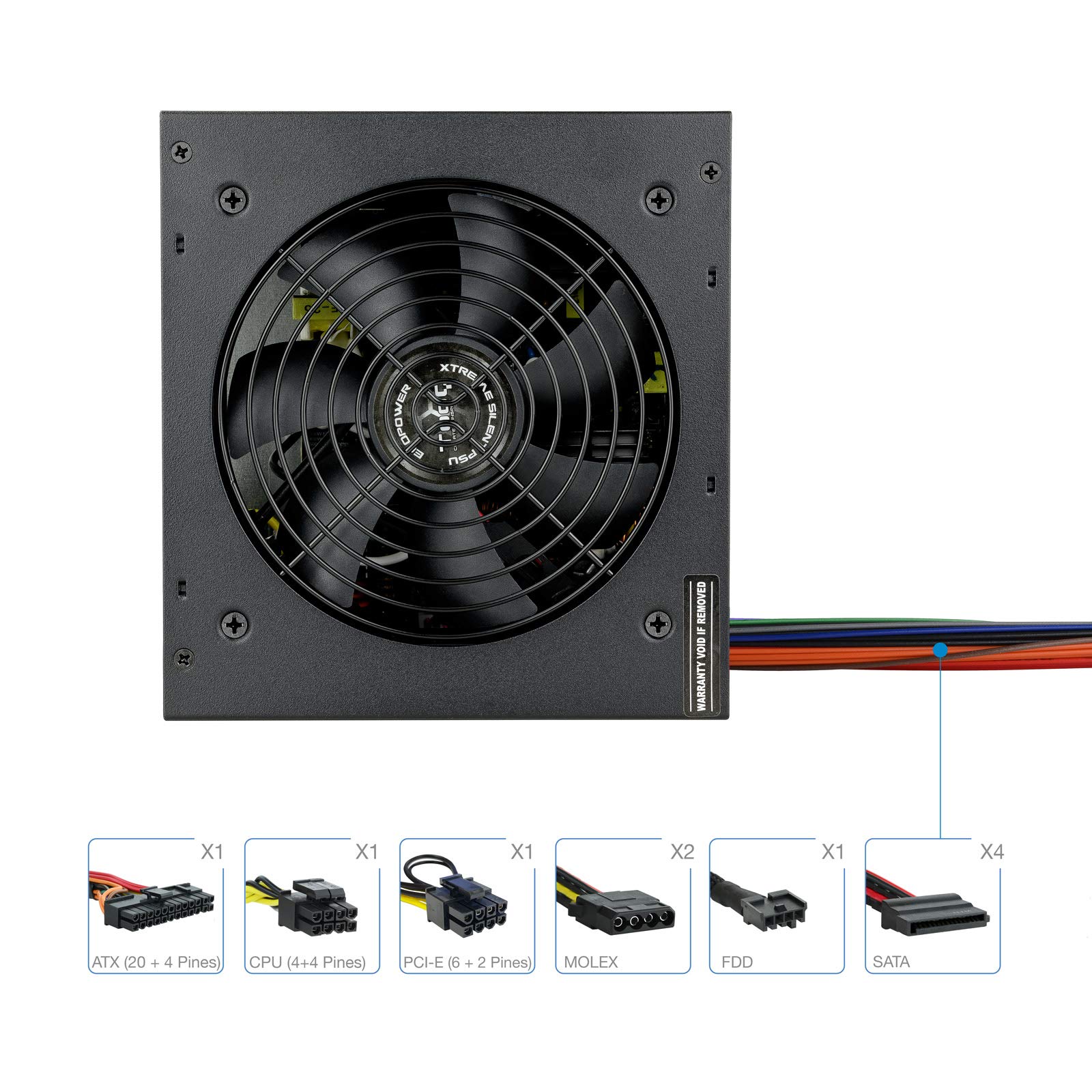 Tooq TQEP-550SP - Fuente de Alimentación Ecopower II de 550W con PFC Pasivo, Ventilador silencioso de 120mm con control automático de velocidad, negro