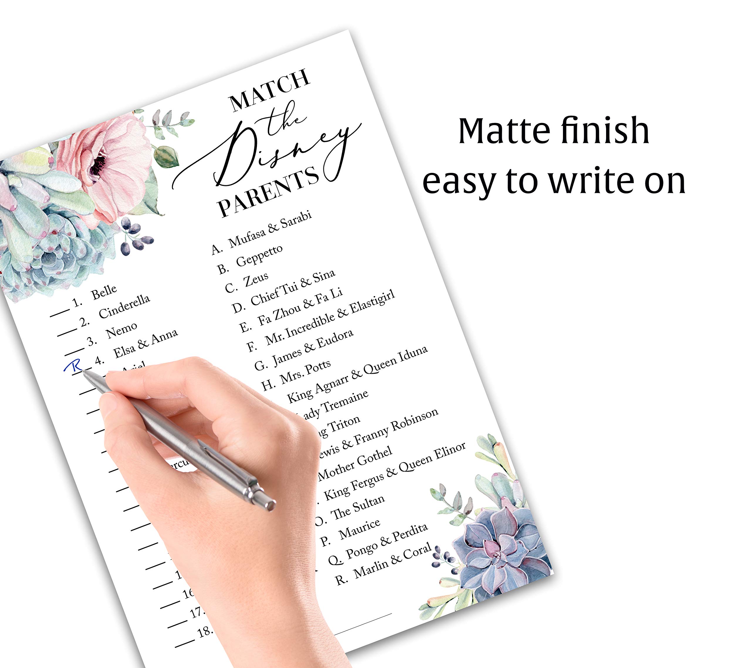 Succulent Baby Shower Game Cards - 'Match The Famous Parents' Pack Of 25, Gender Neutral, Greenery Theme - View #3