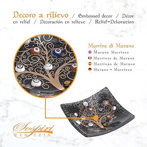 Miniatura 6 de SOSPIRI VENEZIA Plato decorativo de cristal de Murano, cuenco decorativo de cristal, centro de mesa de regalo, árbol de la vida, bandeja para