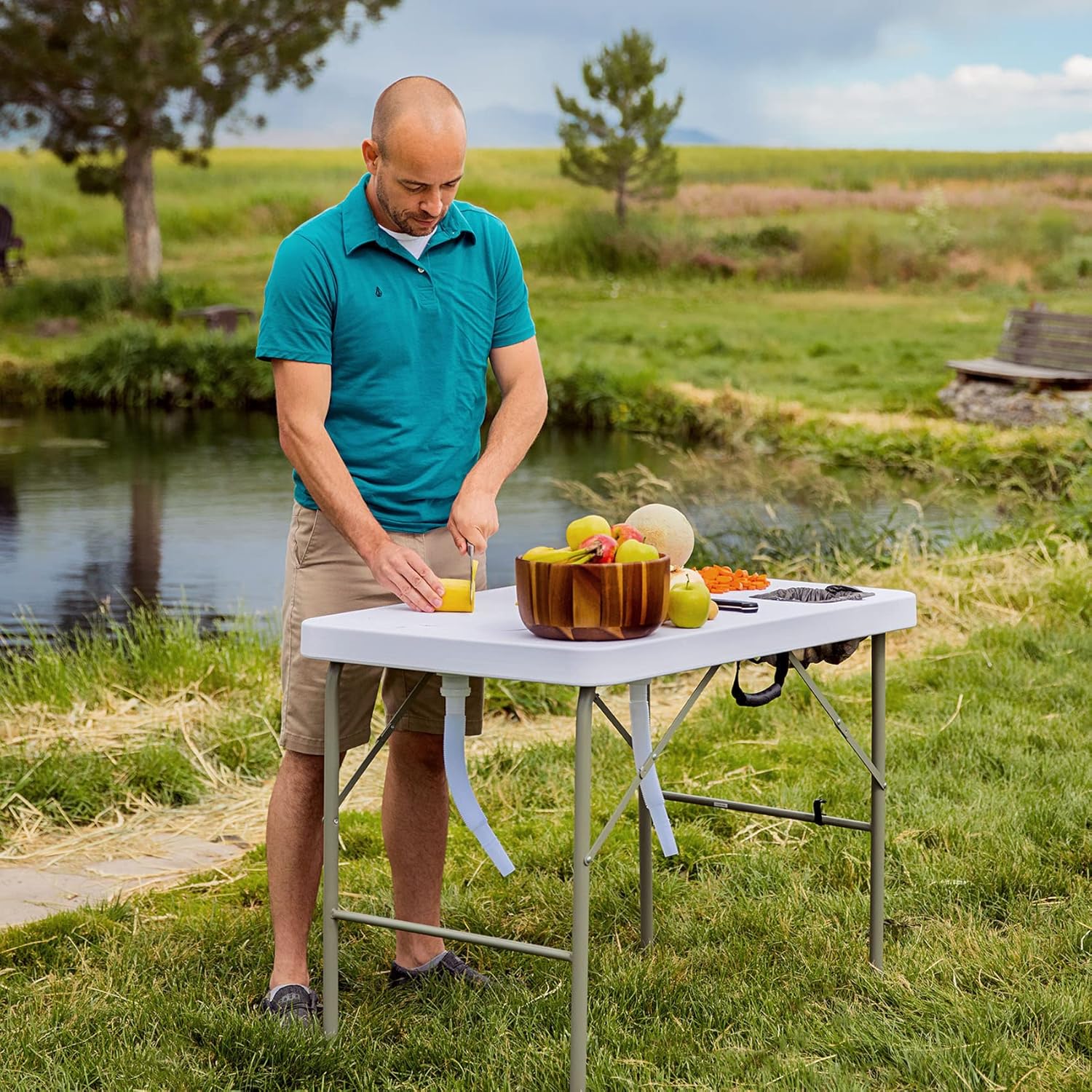 Coldcreek Outfitters Outdoor Washing Table, Sink, Portable and Foldable, Large Dual-Sink Design