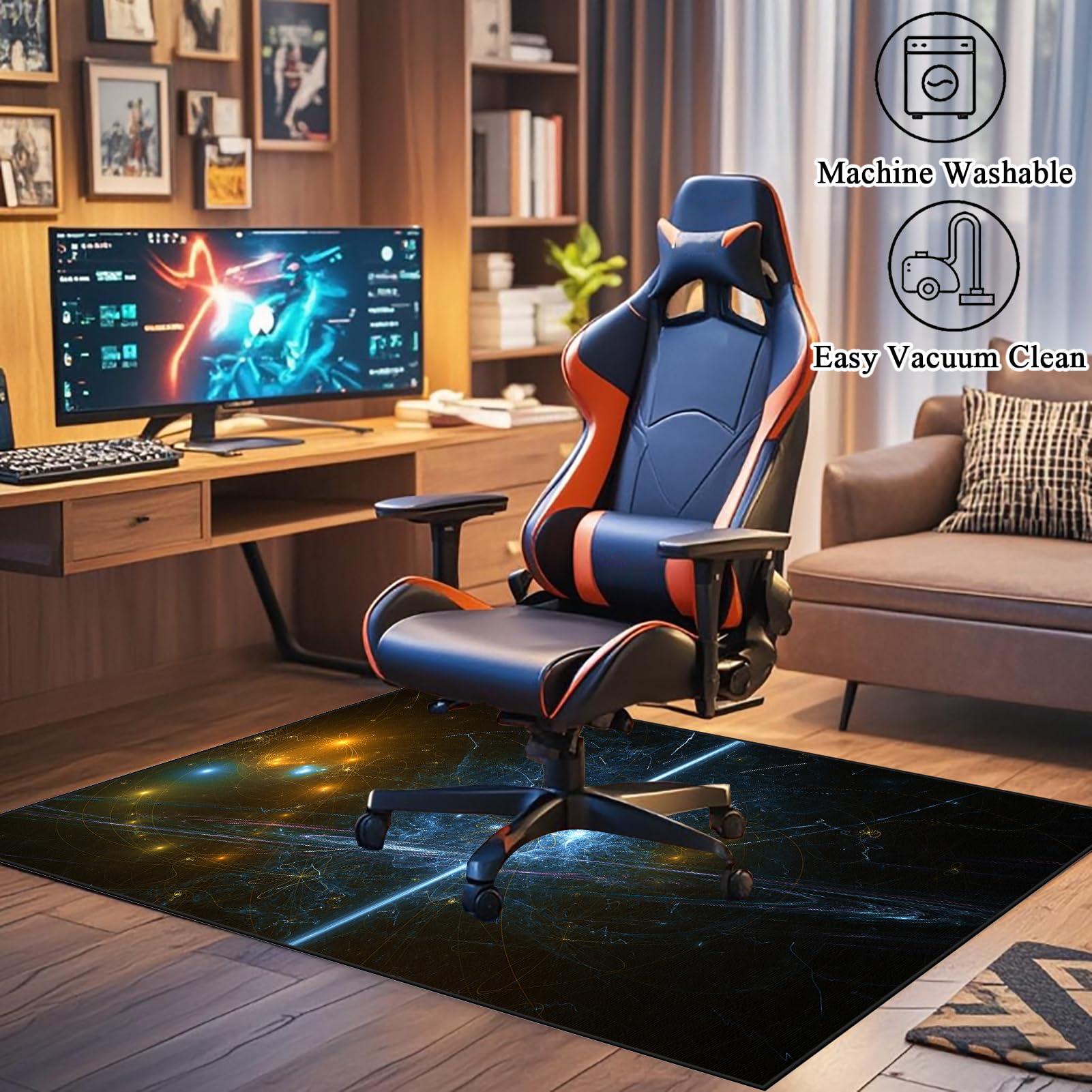 Schreibtischstuhl Unterlage | Gaming Stuhl Unterlage | Bodenschutzmatte für Hartböden | Gaming Teppich | Rutschfeste Teppichschutz Stuhlmatte | Bürostuhlmatte für Zuhause und Büro 150 x 200 cm