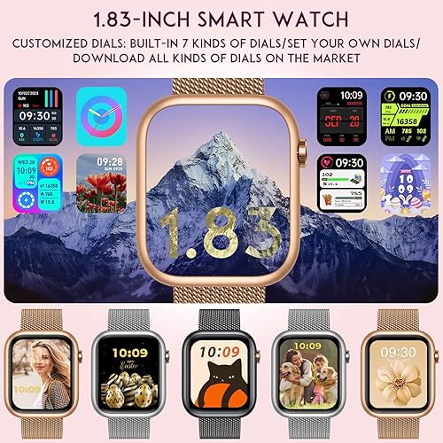Miniatura 3 de Smartwatch - Reloj inteligente para mujer, reloj inteligente dorado para mujer, responder llamadas Bluetooth, teléfonos Android, compatible con