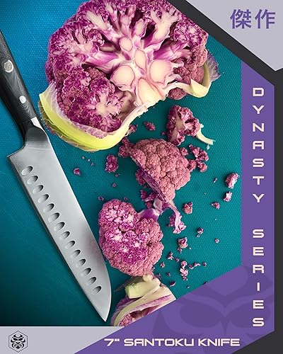 Vista 54 de KESSAKU Nakiri - Cuchillo de 7 pulgadas - Serie Dynasty - Cuchillo asiático para verduras - Cuchillo de cocina afilado - ThyssenKrupp forjado