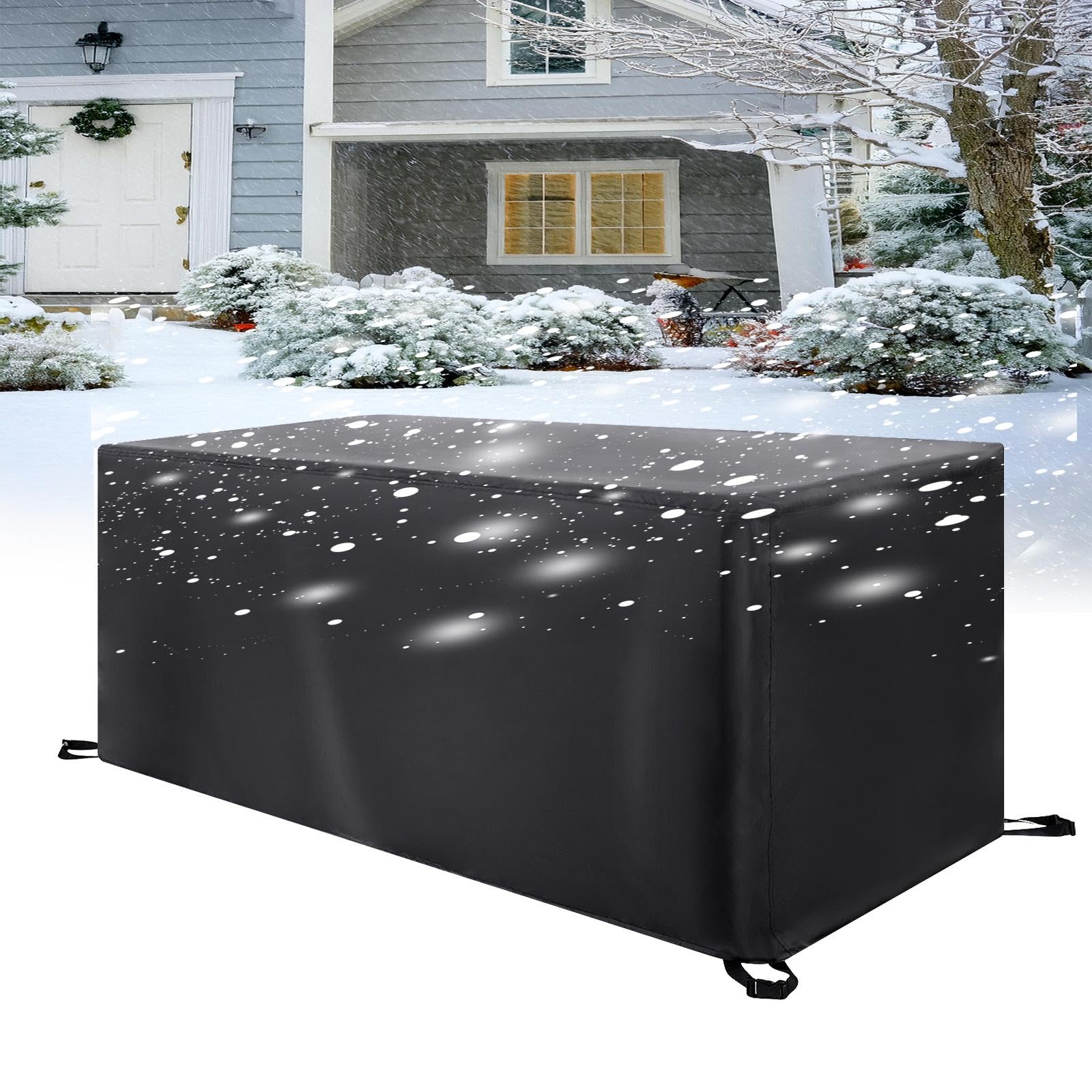 LSYALUCK Outdoor Furniture Cover Waterproof, 90x90x140cm/LxWxH Garden Dining Table Chair Set Cover Outside Rectangular Heavy Duty Weatherproof for Outside Couch, Lawn Chairs, Coffee Table, Windproof