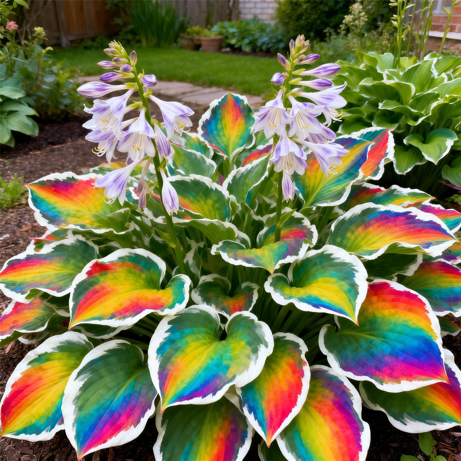 Perennial&Rainbow Colorful Hosta Rhizome/Brilliant Hosta Bulbs for Planting Now UK/Grow Well/Excellent Display/Potted/Low Maintenance-6bulbs-B