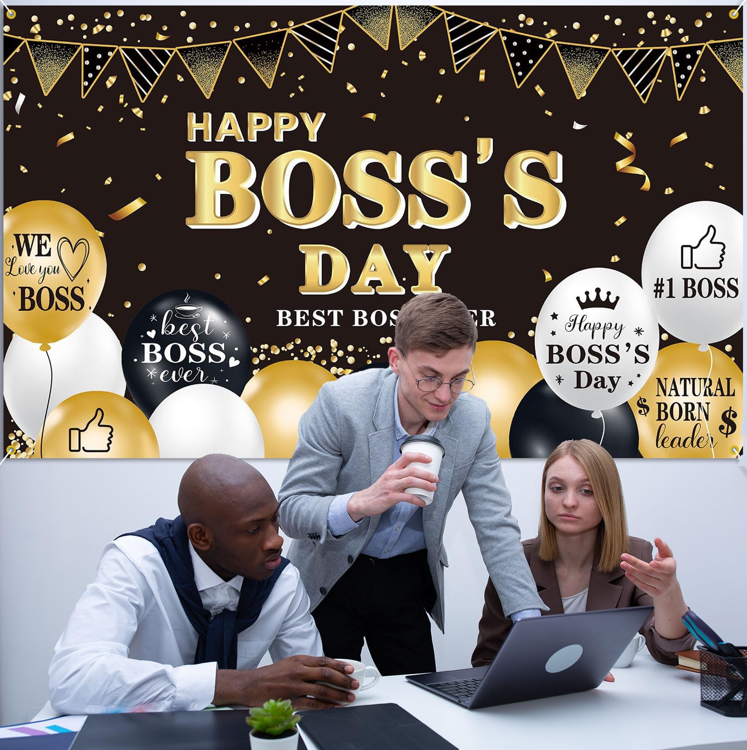 5.9x3.6ft Boss Day Decorations Banner Happy Boss Day Backdrop Boss's Day Banner Boss Lady Decor Happy Boss Day Photography Background For Office