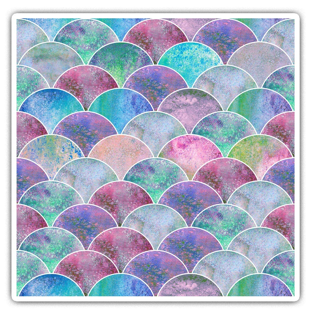 Destination Vinyl Ltd Multi 2 X Square 10Cm Vinyl Stickers - Pretty Mermaid Fish Scales 2529