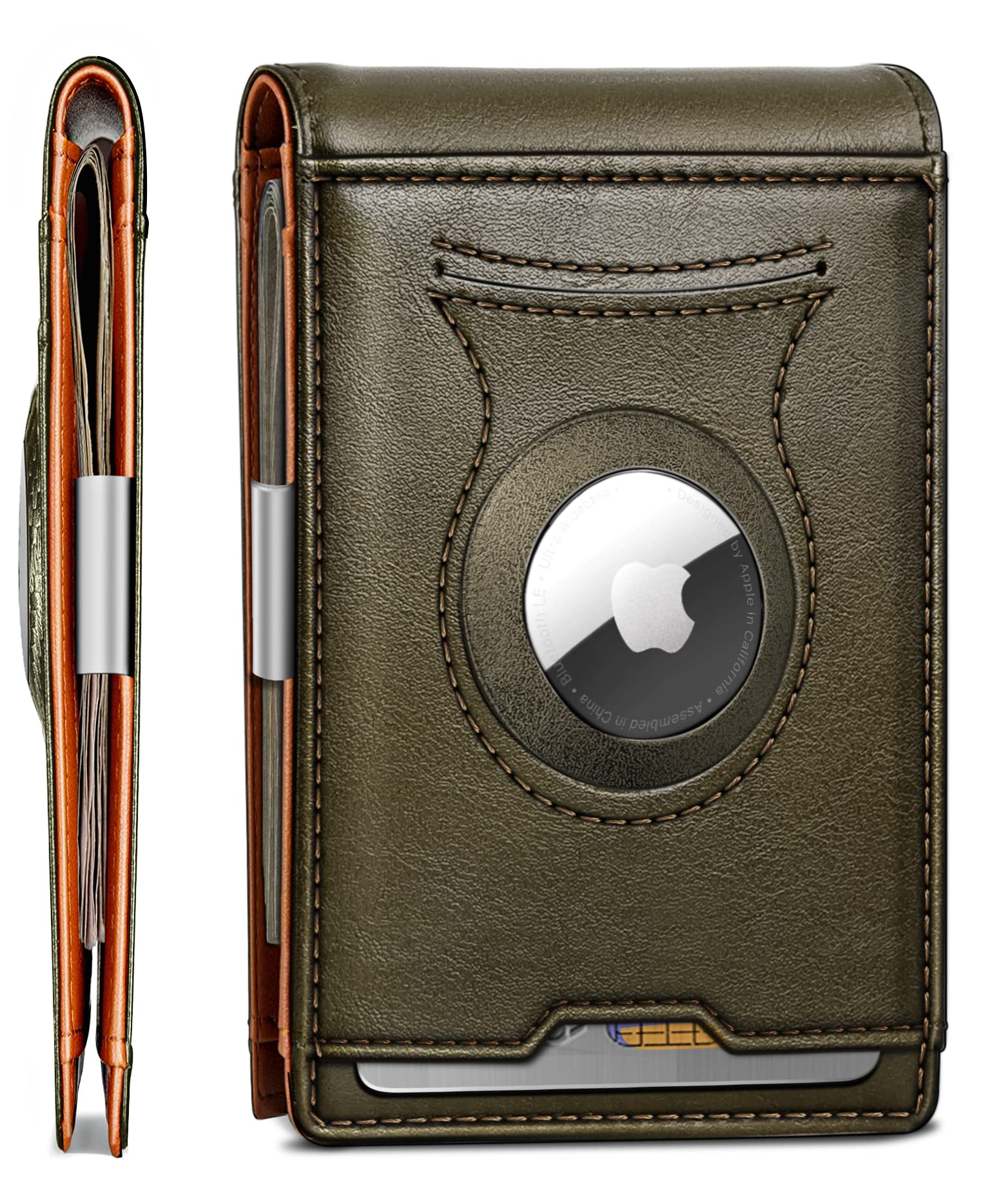 BULLIANT Men Wallet,Slim Leather Wallet RFID Blocken for Gift Men Standard & Airtag Use 11Cards