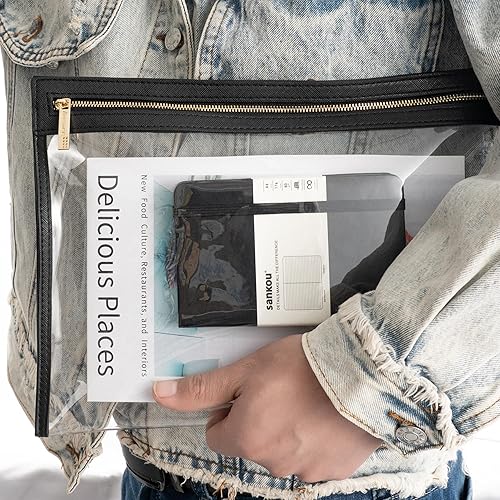 Miniatura 6 de Aveniee Bolsa de maquillaje transparente con cremallera, organizador multiusos para cosméticos, Negro -, Moda