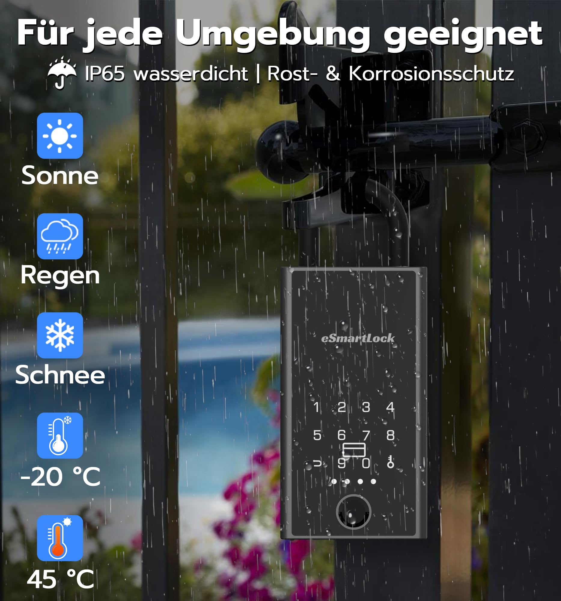 Schlüsselbox mit Fingerabdruck, RFID & Bluetooth – Wetterfester Smart-Key-Safe für Immobilienmakler & Vermieter, Schlüsselversteck außen, Türhänger oder Wandmontage