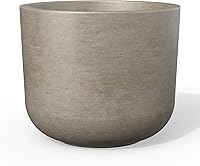 Kante 9 Inch Round Concrete Planter with Drainage Hole - Weathered Finish Large Plant Pot for Indoor Outdoor Patio Garden Plants