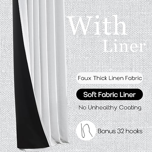 Miniatura 68 de PANELSBURG Cortina de techo para cortinas de 102 pulgadas de largo, cortina de piso a techo, cortinas opacas plisadas para dormitorio, sala