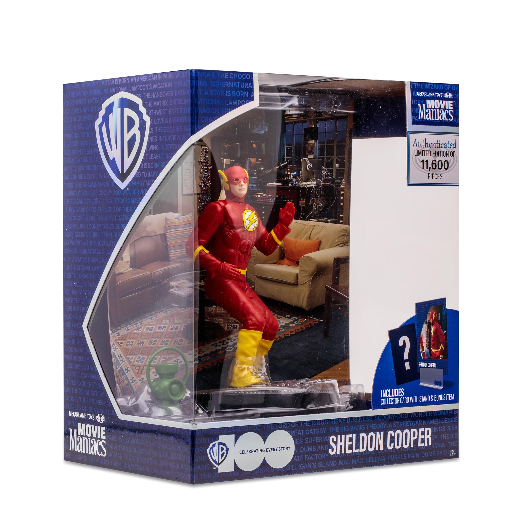 McFarlane WB 100: Sheldon Cooper (The Big Bang Theory) Movie Maniacs - Figura de Juguete de 6 Pulgadas | Movie Maniacs - Figura estática Wave 5 de 6 pulgadas, disfraz de Sheldon Cooper Flash de Big Bang Theory