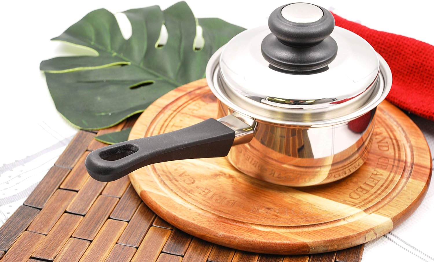 Tuxton Home Reno 1 Quart Covered Saucepan; Stainless Steel, PFTE & PFOA Free, Freezer to Oven Safe, Induction Compatible