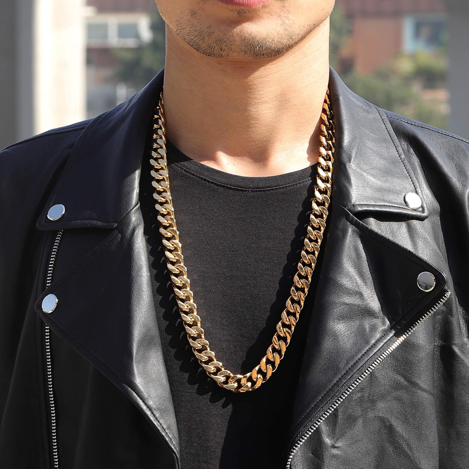 ROWIN&CO Men's Miami Cuban Chain Necklace 18K Gold Plated 16mm Chunky Stainless Steel Cuban Curb Link Collar, Hypoallergenic Hip Hop Jewelry, 20-30 Inch, Gift Box - Image 6