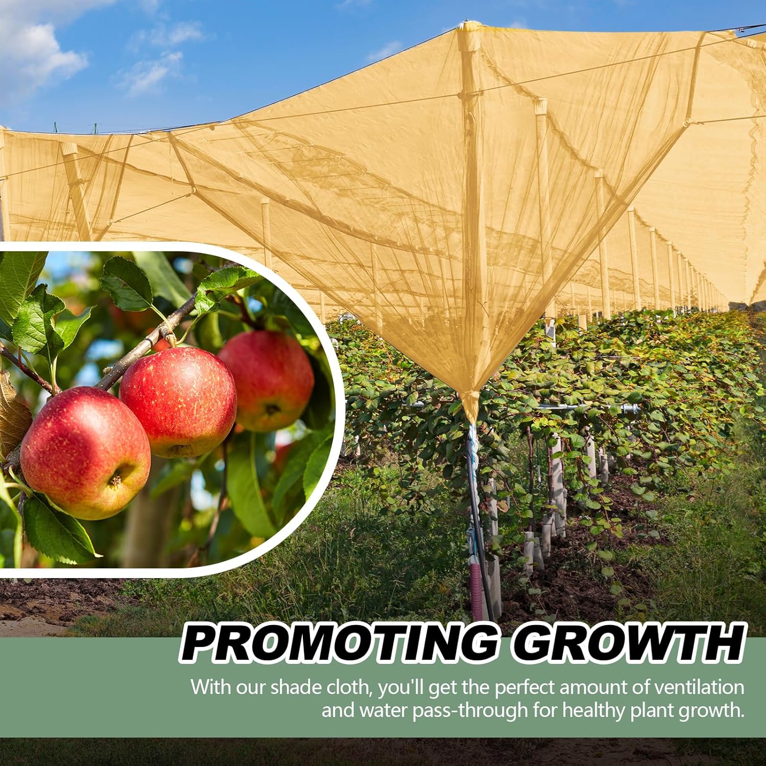 6 x 150 ft Shade Cloth Beige Shade Cloth Roll for Covering Garden 90% Mesh UV Resistant Net with Ties for Patio Outdoor Greenhouse Fence Flower Plant Cover Canopy