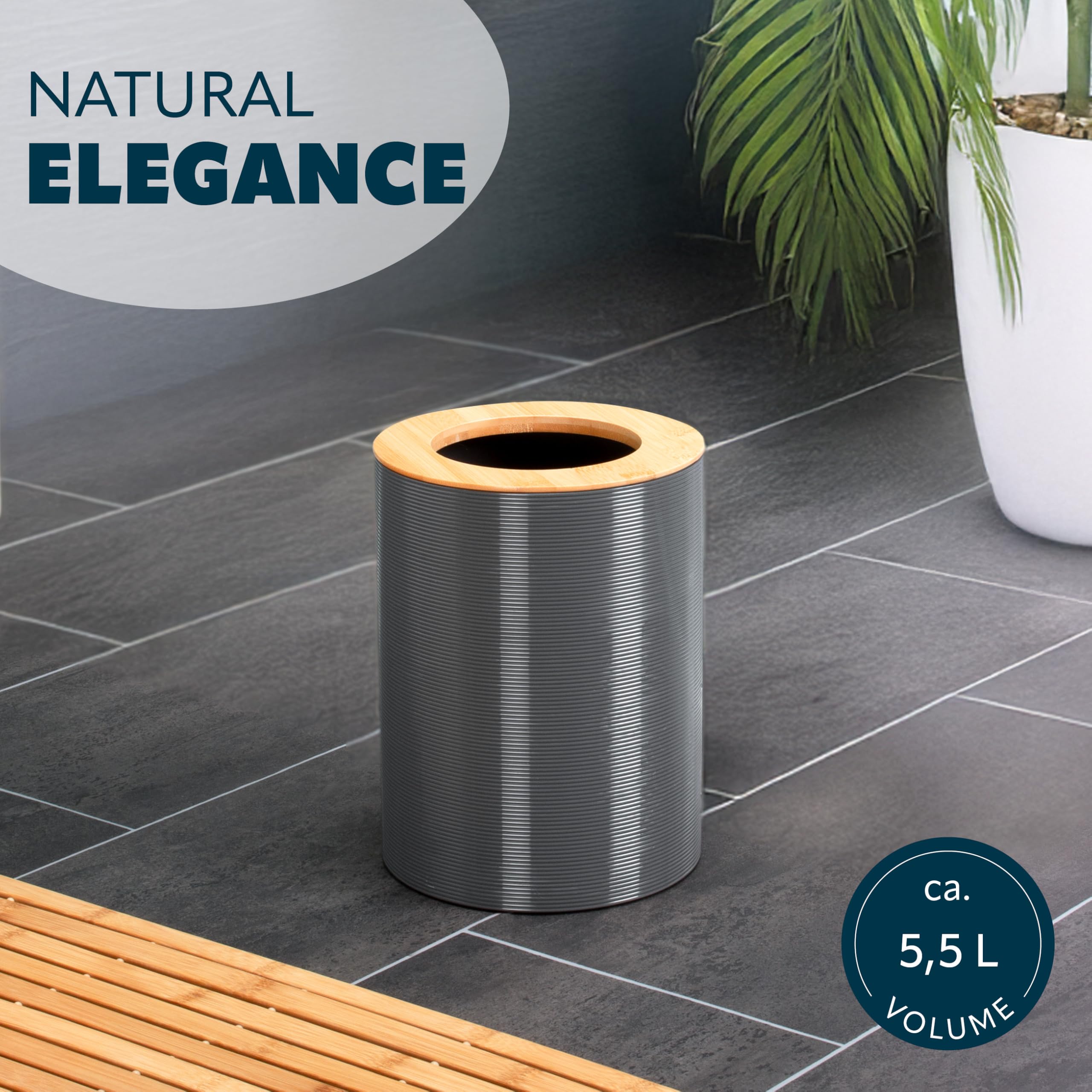 bremermann Segno - Set da 6 pezzi, con scopino per WC, dispenser per sapone, portasapone (grigio)