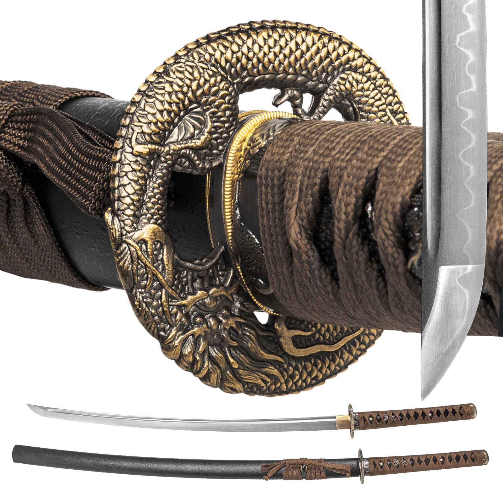Real Samurai Sword Hand Forged with T10 Steel Clay Tempered, Full Tang Katana Sword Sharp, 41-Inch