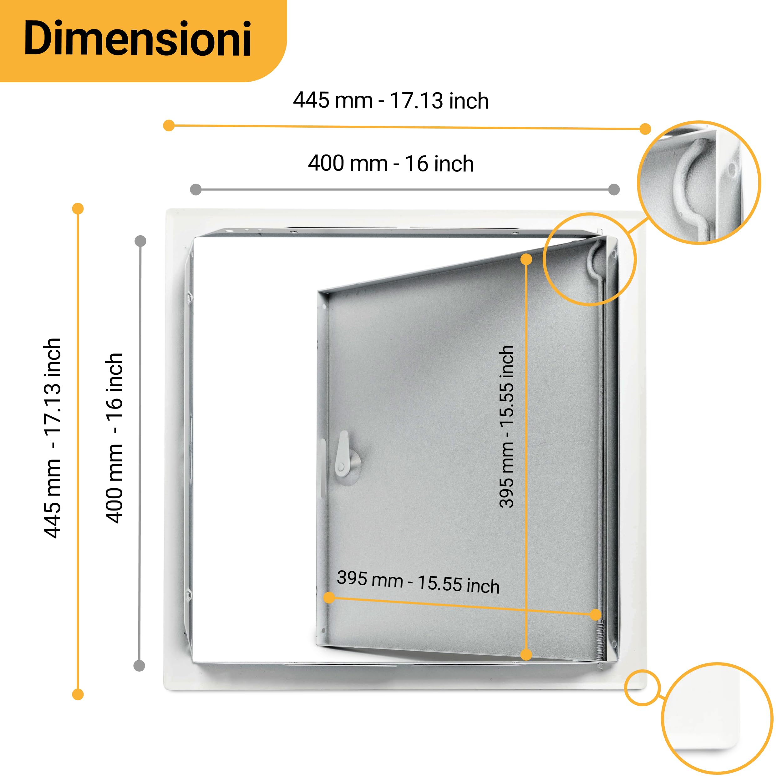 Proxinova Sportello Ispezione 400x400 mm, Sportello con Apertura a Pressione per Muro Outdoor Resistente, Sportello Ispezione in Metallo per Manutenzione Contatore Acqua, Gas, Contatore Elettrico