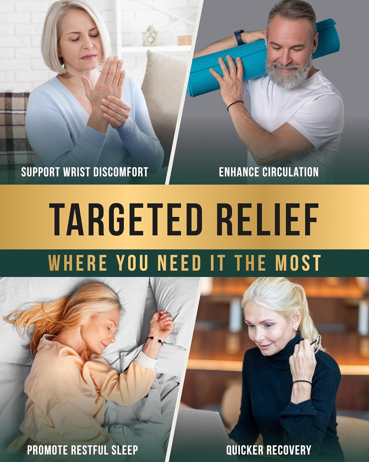 MagnetRX® Magnetic Bracelet Cuff - Twisted Cable Stainless Steel Bangle Magnetic Bracelets - Elegant Golf Bracelet Men & Women (Black | Large)